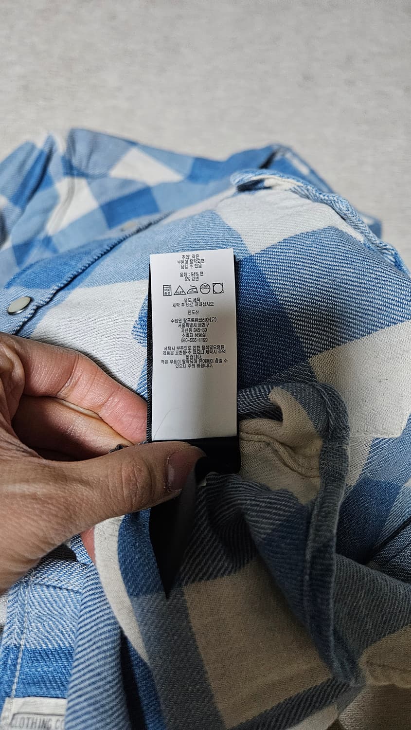 [M] RRL 슬림핏 트윌 웨스턴 플래드 셔츠 크림 블루(이동휘 셔츠) 상품이미지4