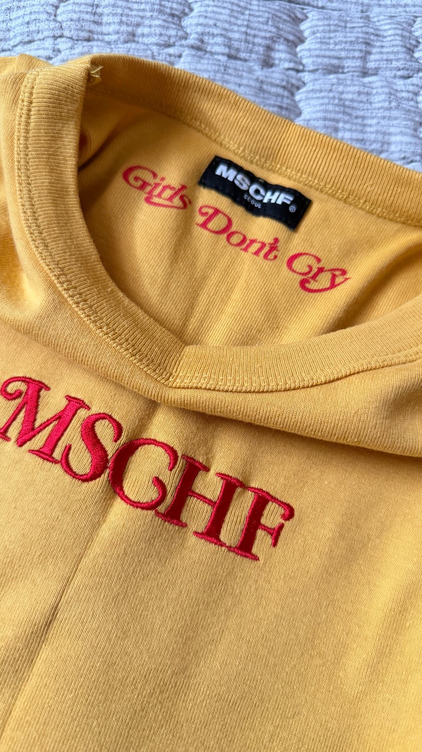 미스치프 X 베르디 핏티드 베이직 크롭 반팔 (옐로우) 상품이미지1