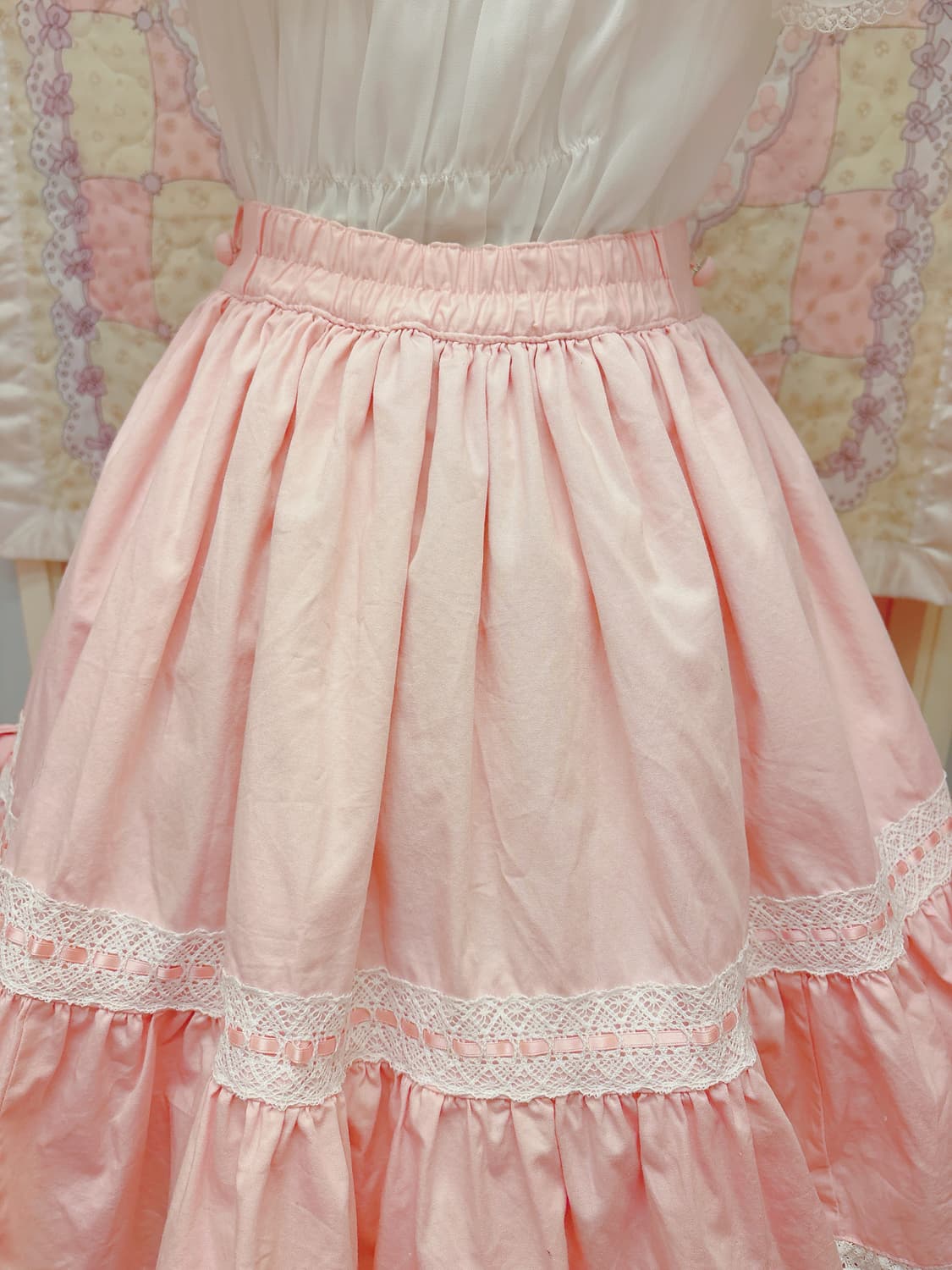 Metamorphose 메타몰포제 로리타 핑크 리본 레이스 스커트 상품이미지5