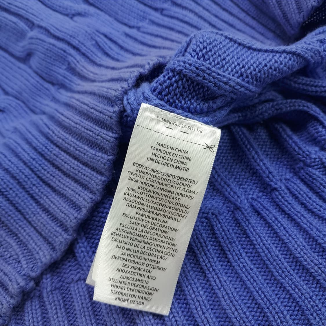 CN742W L 폴로 랄프로렌 로얄블루 케이블 반팔 니트 스웨터 상품이미지6