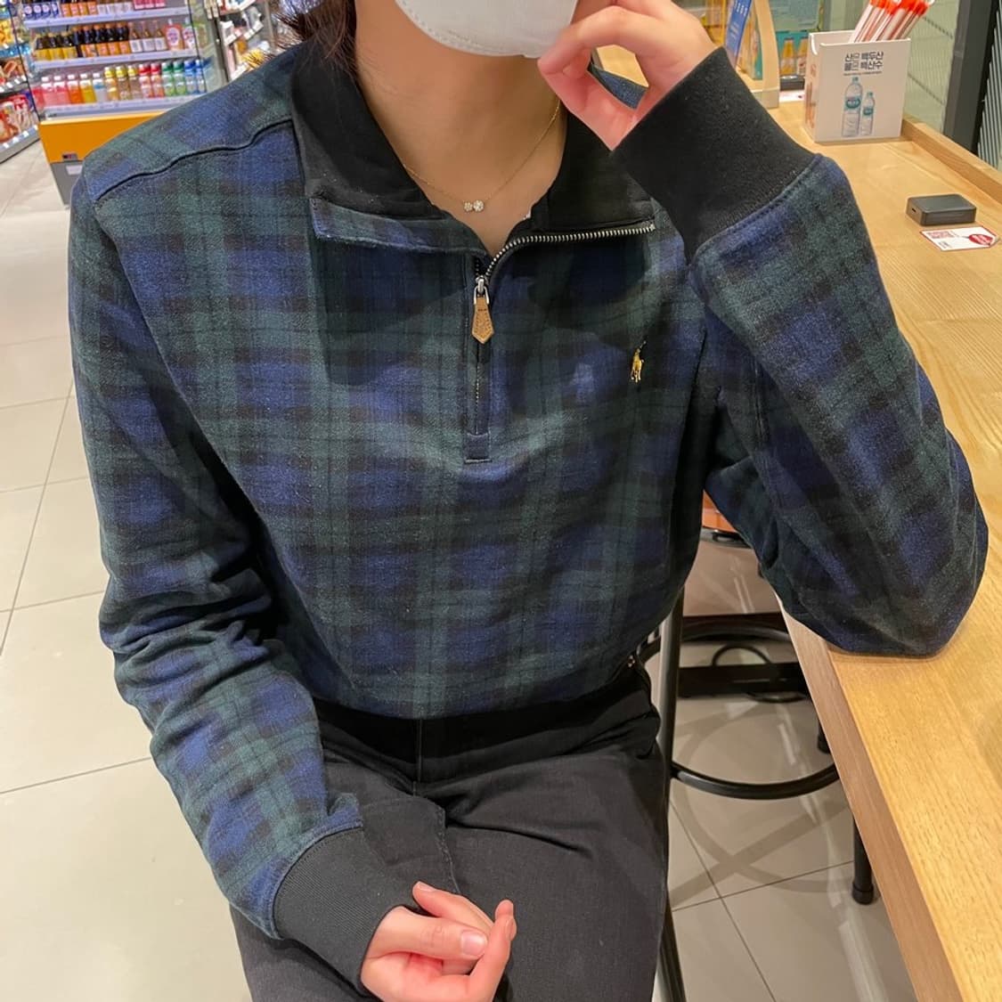 95-100 폴로 polo 이스테이트 블랙와치 쿼터집업 니트 상품이미지7