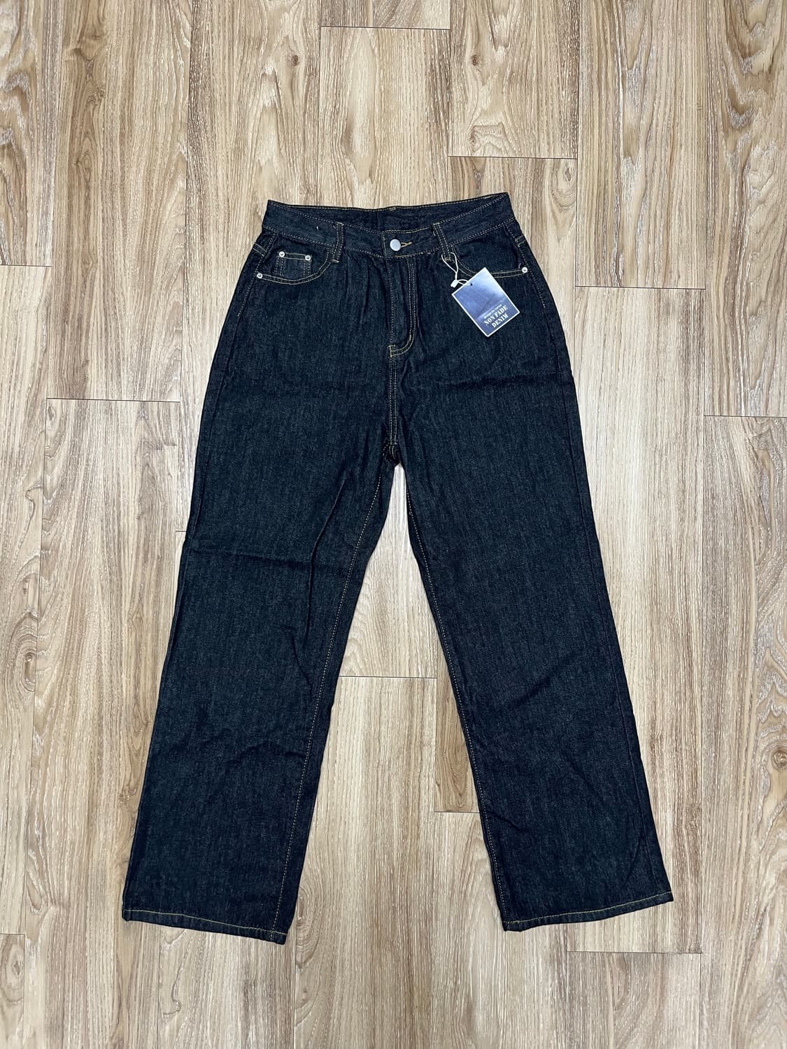 (새상품) 리마인드 논페이드 와이드 흑청바지 27 상품이미지4