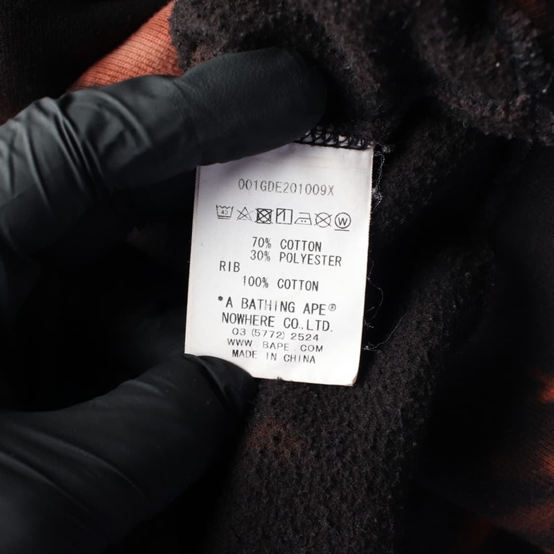 베이프 타이다이 블랙 오렌지 후드티 XL 상품이미지6