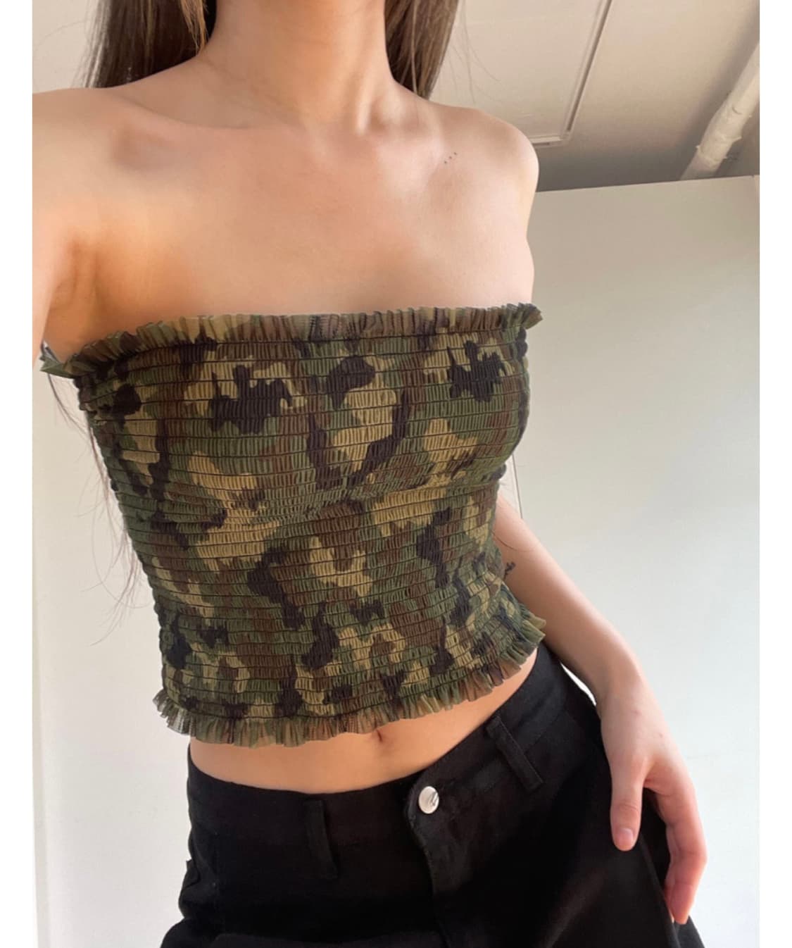 카모 플라쥬 밴딩 튜브탑 상품이미지3