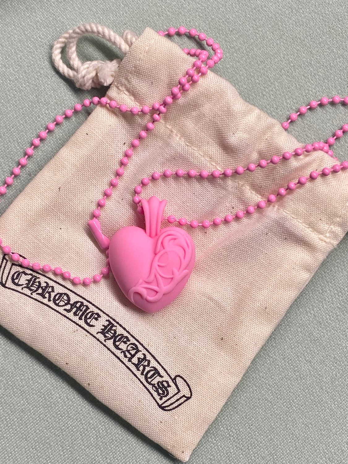 크롬하츠 실리크롬 목걸이 핑크 하트 실리콘 상품이미지1