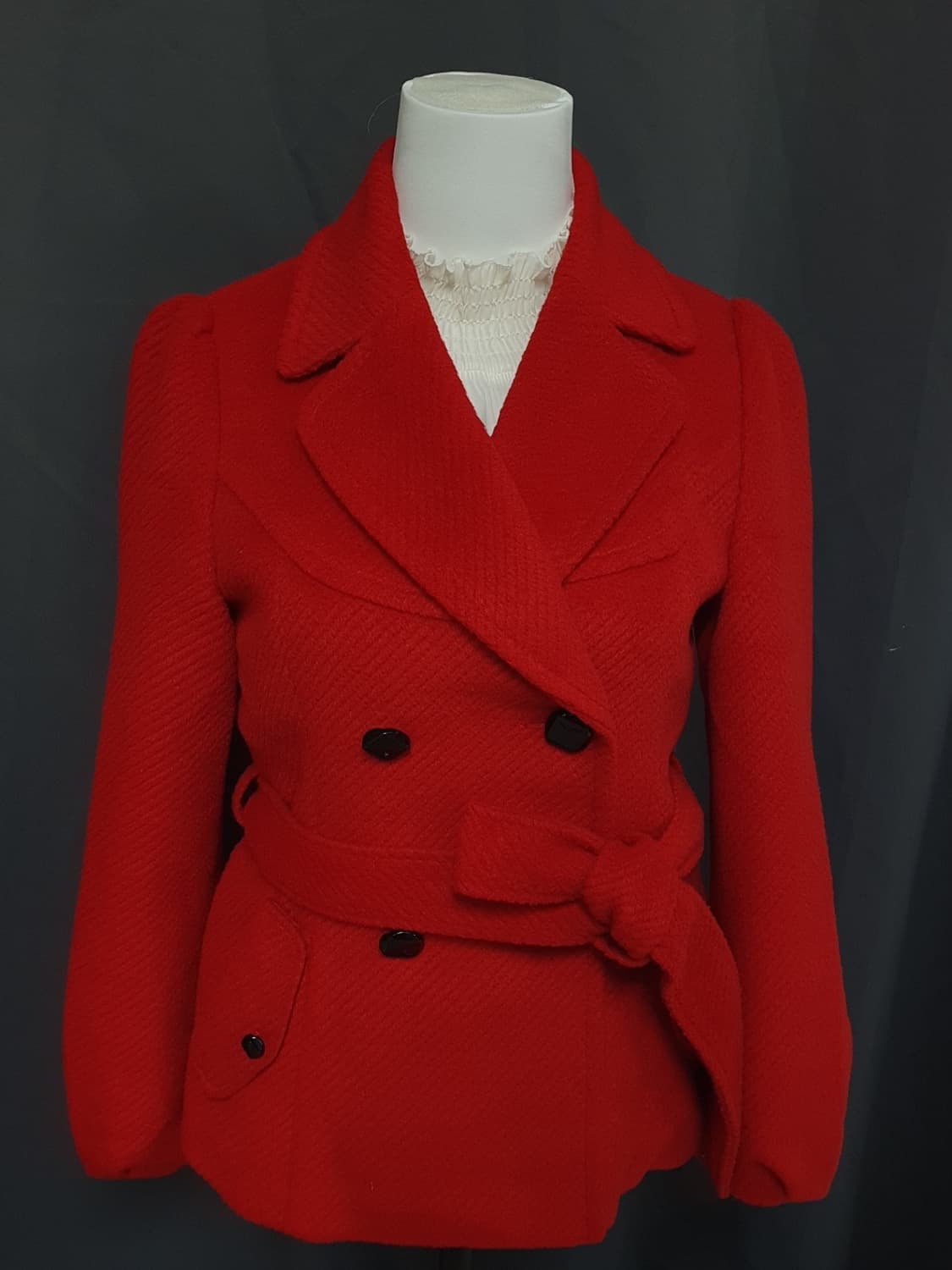 Selly 빈티지 더블버튼 레드 숏코트 상품이미지1