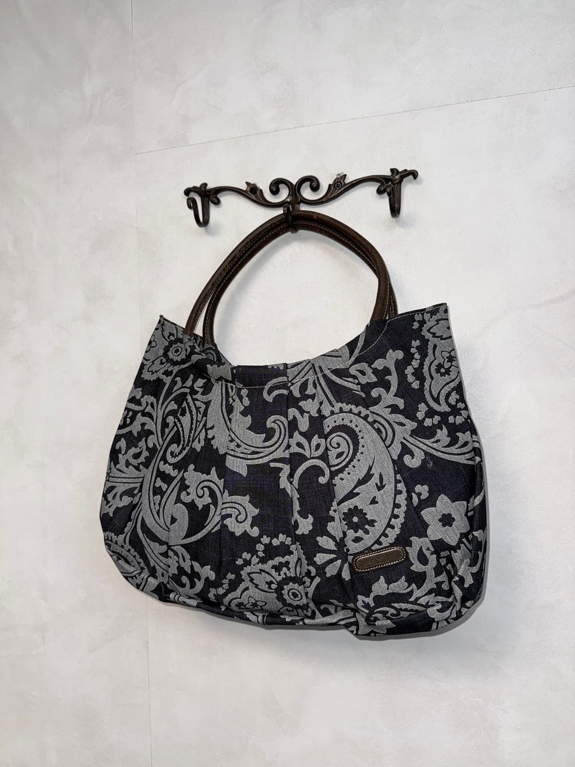 Black denim ethnic pattern shopper bag 상품이미지2