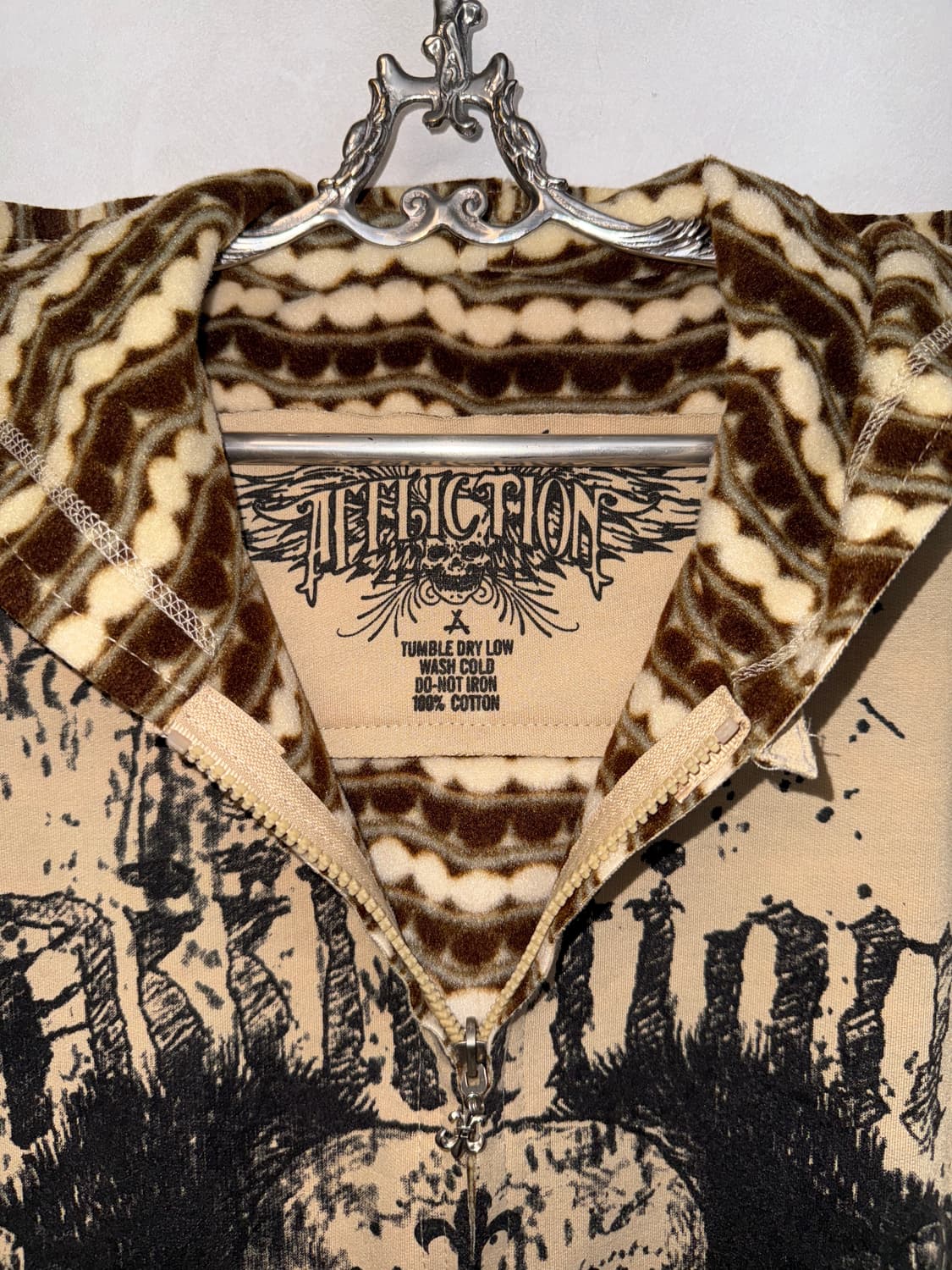 Affliction beige goth punk graphic 후드집업 상품이미지4