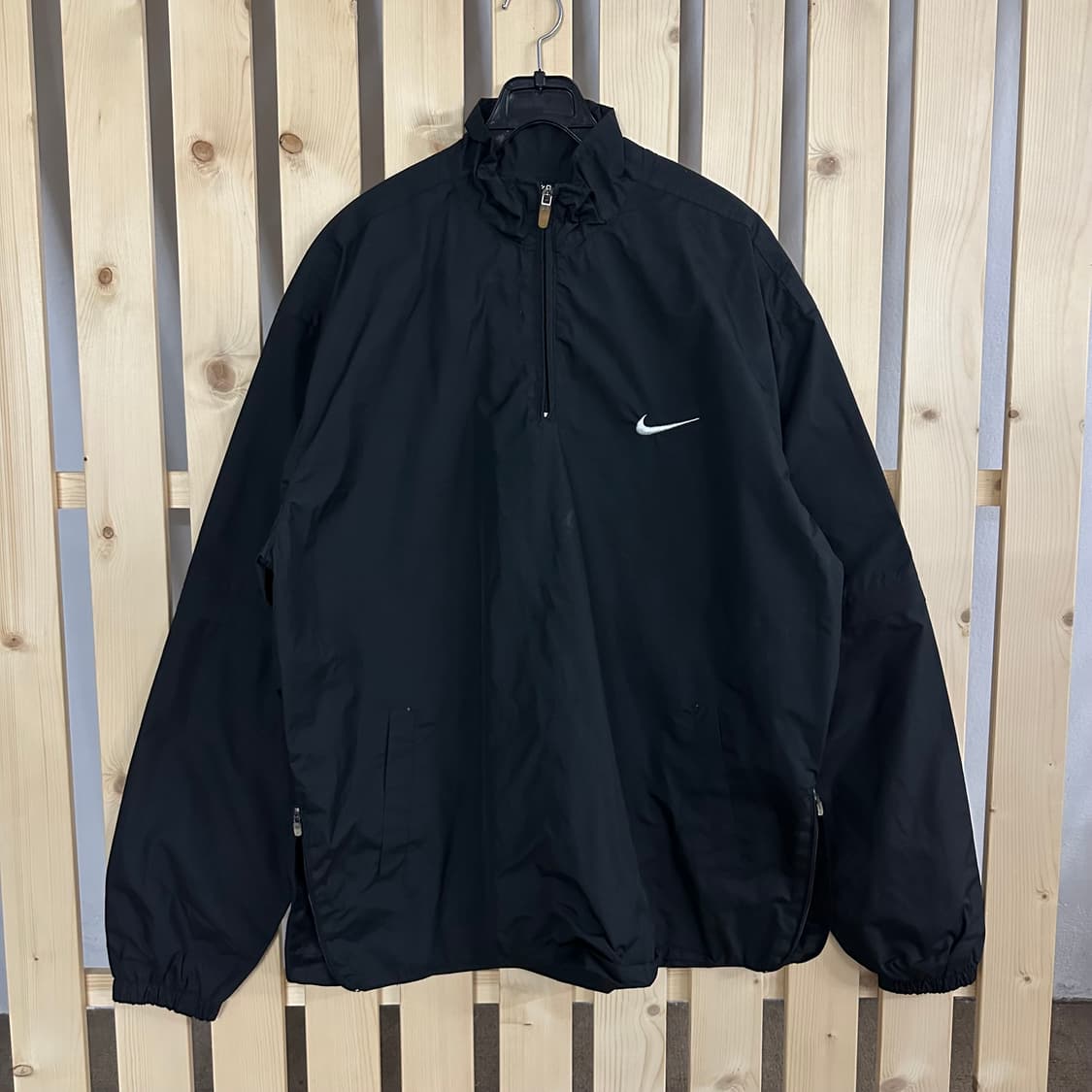 (XL 소매 반팔로 탈부착 가능) 나이키 골프 블랙 반집업 아노락 자켓 상품이미지1