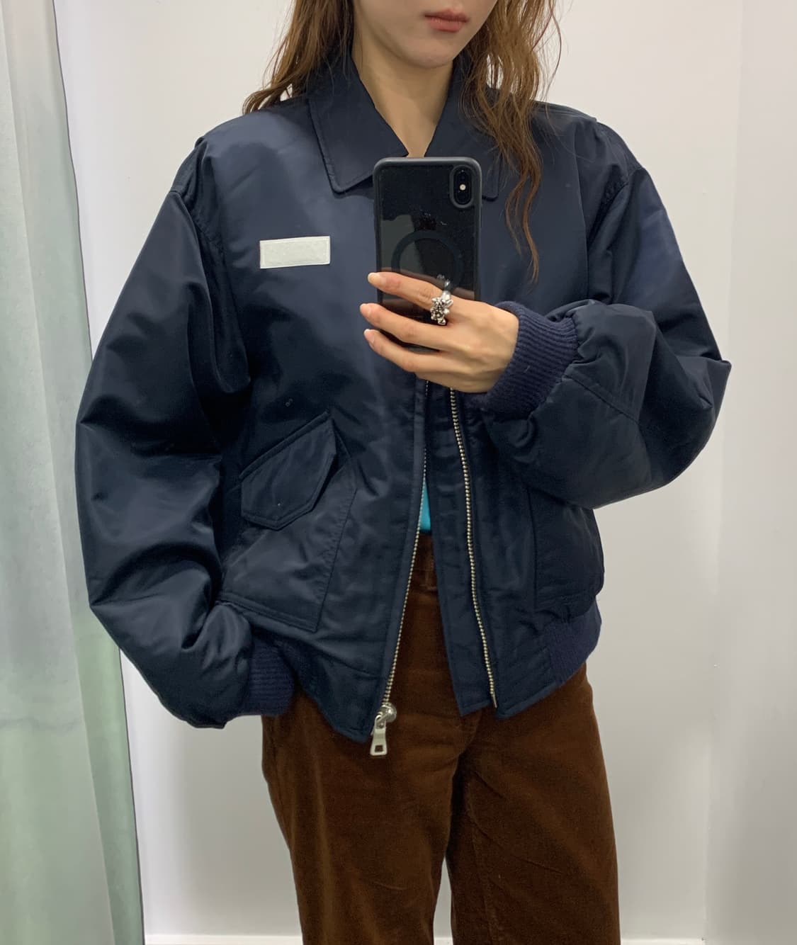 네이비 누빔 봄버 자켓 상품이미지10