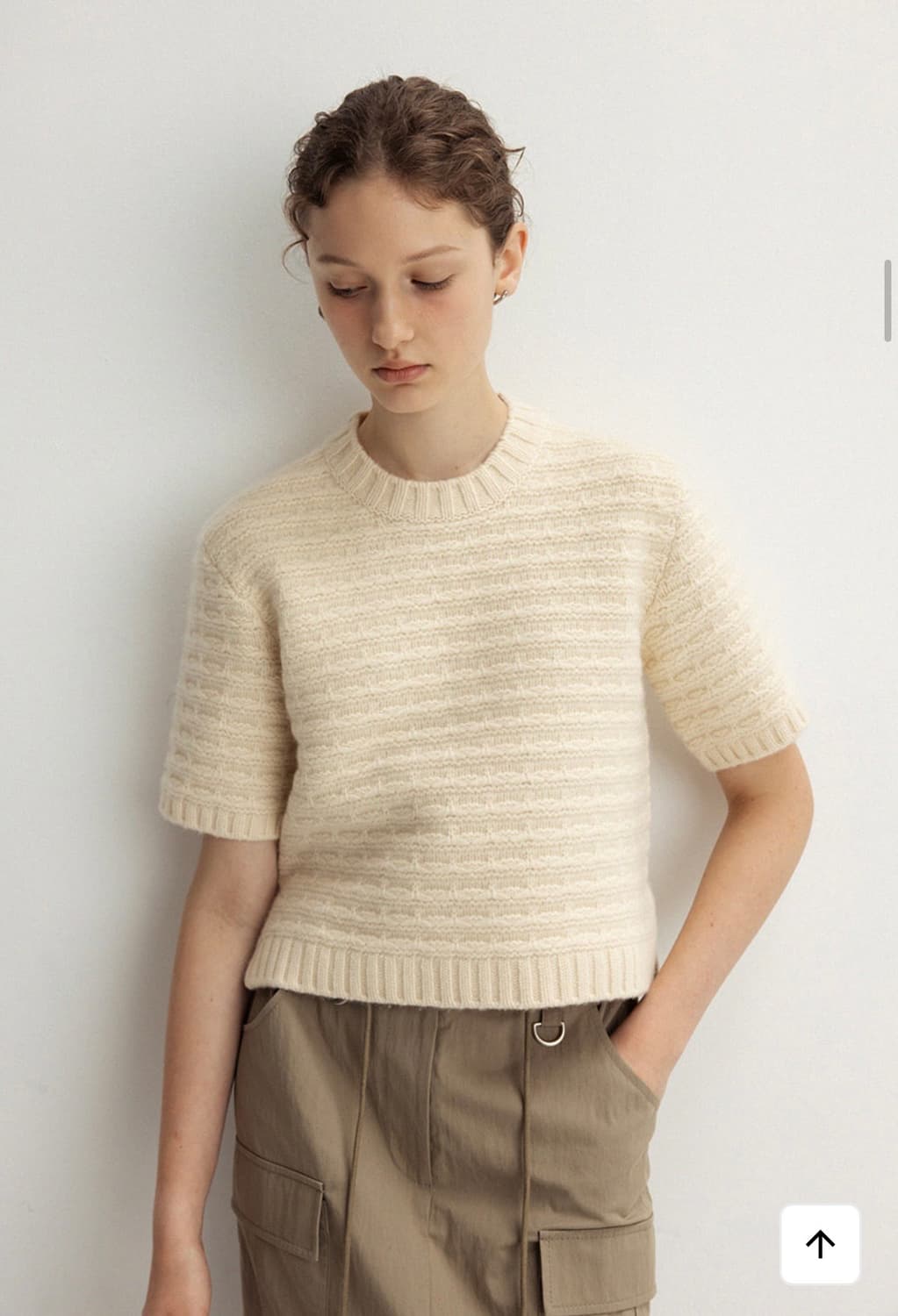 le 르 텍스쳐드 니트 숏 슬리브 버터크림 상품이미지3