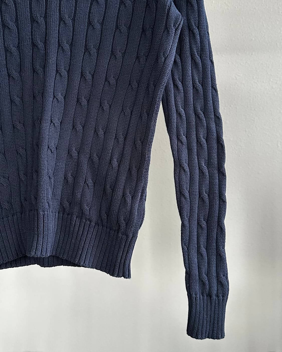 [S]폴로 랄프로렌 브이넥 꽈배기 케이블 니트 네이비 상품이미지3