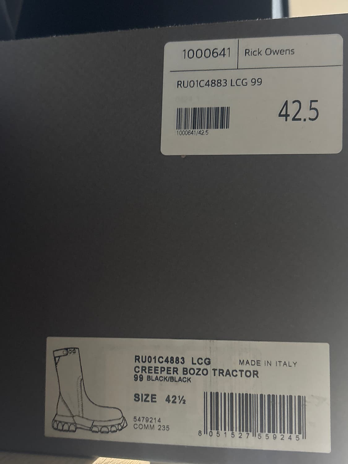 릭오웬스 크리퍼 보조 트랙터부츠 42.5 상품이미지5