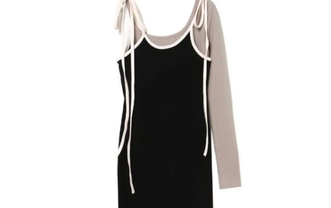 melt the lady 레이어드 미니 원피스 블랙 베이지 스나계 파티룩 상품이미지2