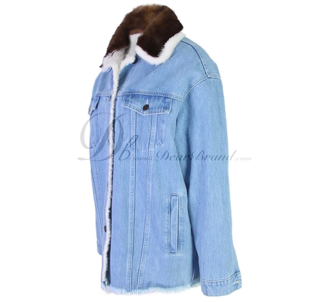 SIMONETTA RAVIZZA 데님 밍크 카라 자켓 상품이미지2