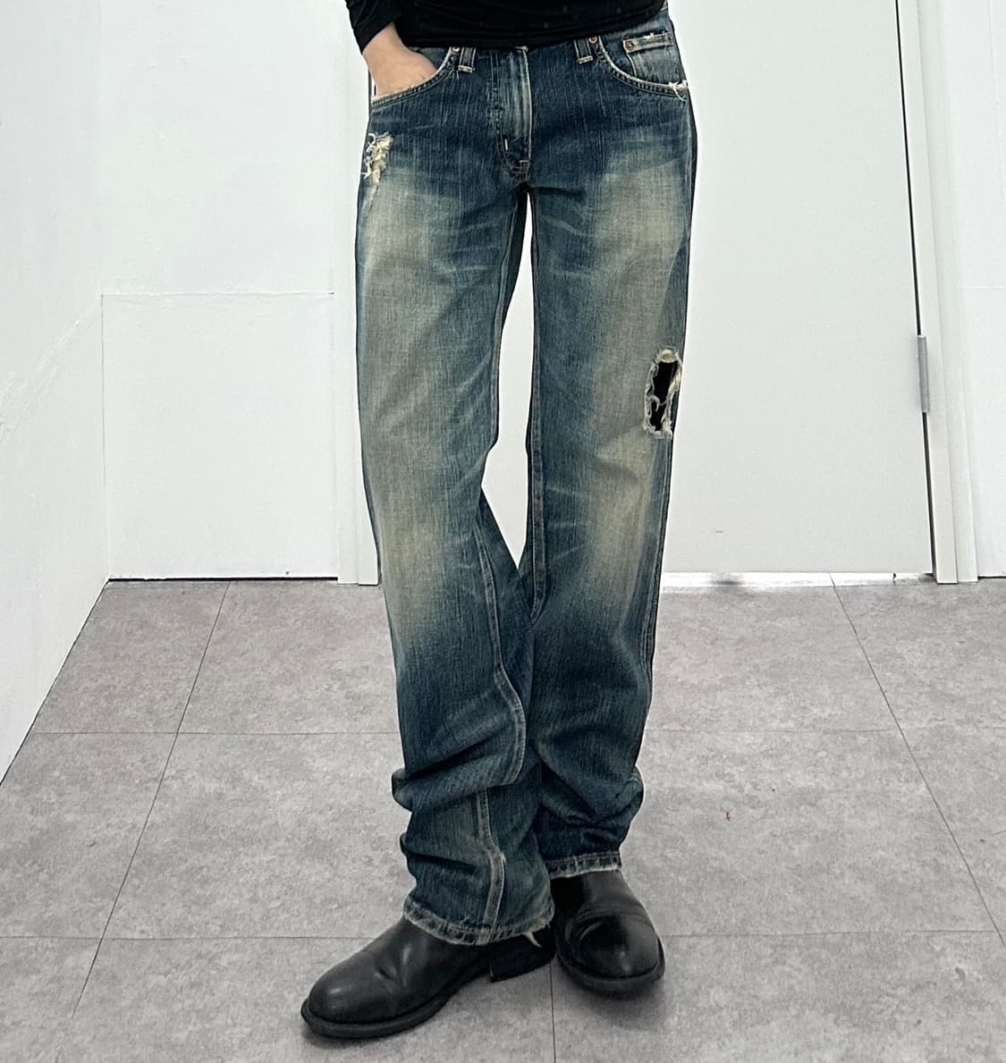 EDWIN 503 distressed washing denim pants 상품이미지1