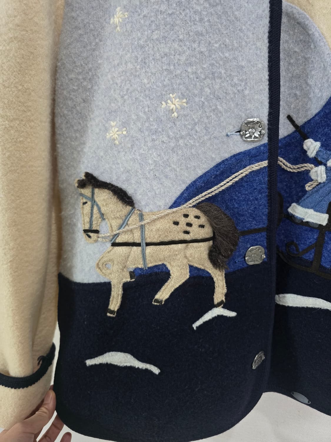 매장판 기스바인 아플리케 울니트집업 상품이미지5