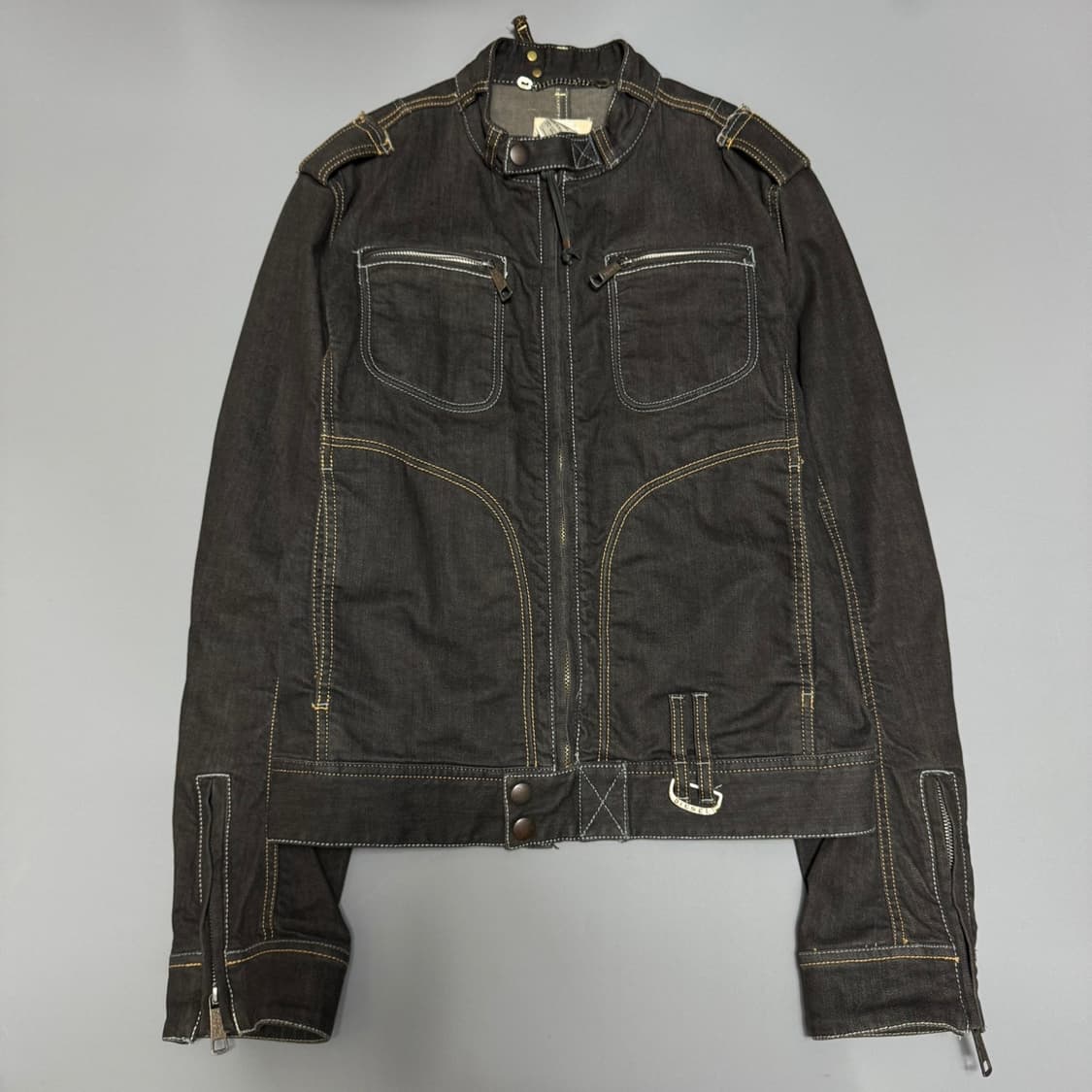 디젤(DIESEL) 블랙컬러 워시드 데님 빈티지 쇼트 라이더스 자켓 상품이미지7