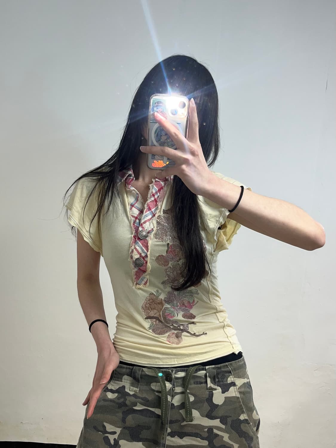 오리엔탈 프린팅 그런지 앤틱 버튼 카라티 상품이미지2