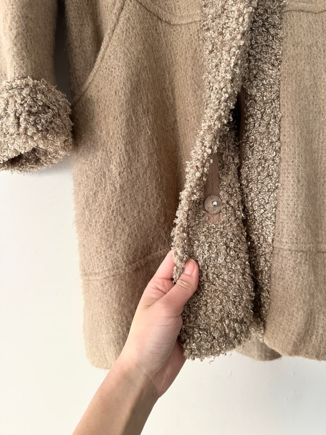 Curly pop hoody warm jacket / beige 상품이미지6