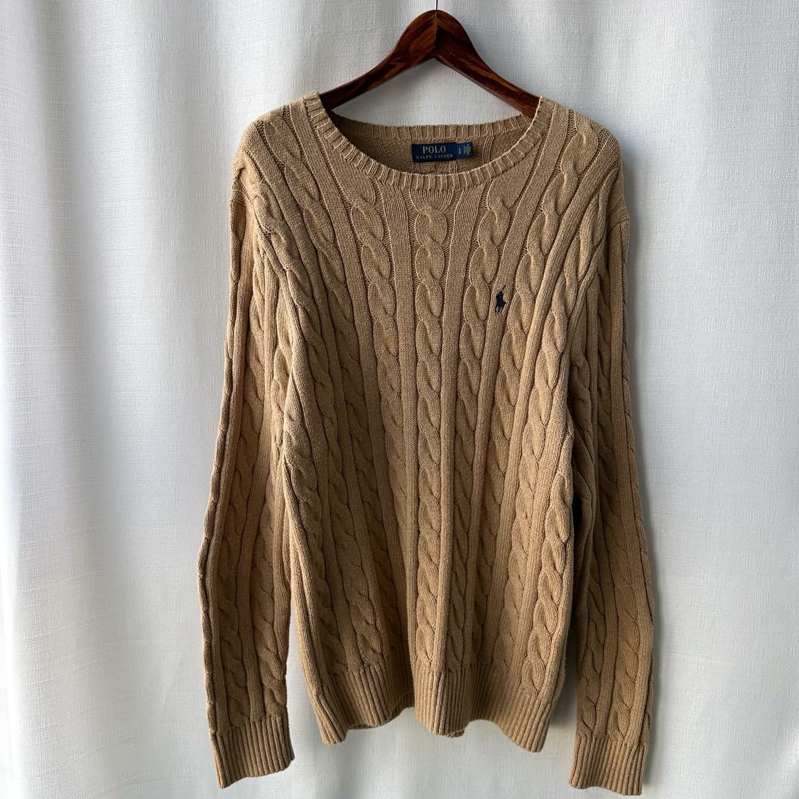 폴로 랄프로렌 케이블 니트 코튼 스웨터 베이지 L 상품이미지1