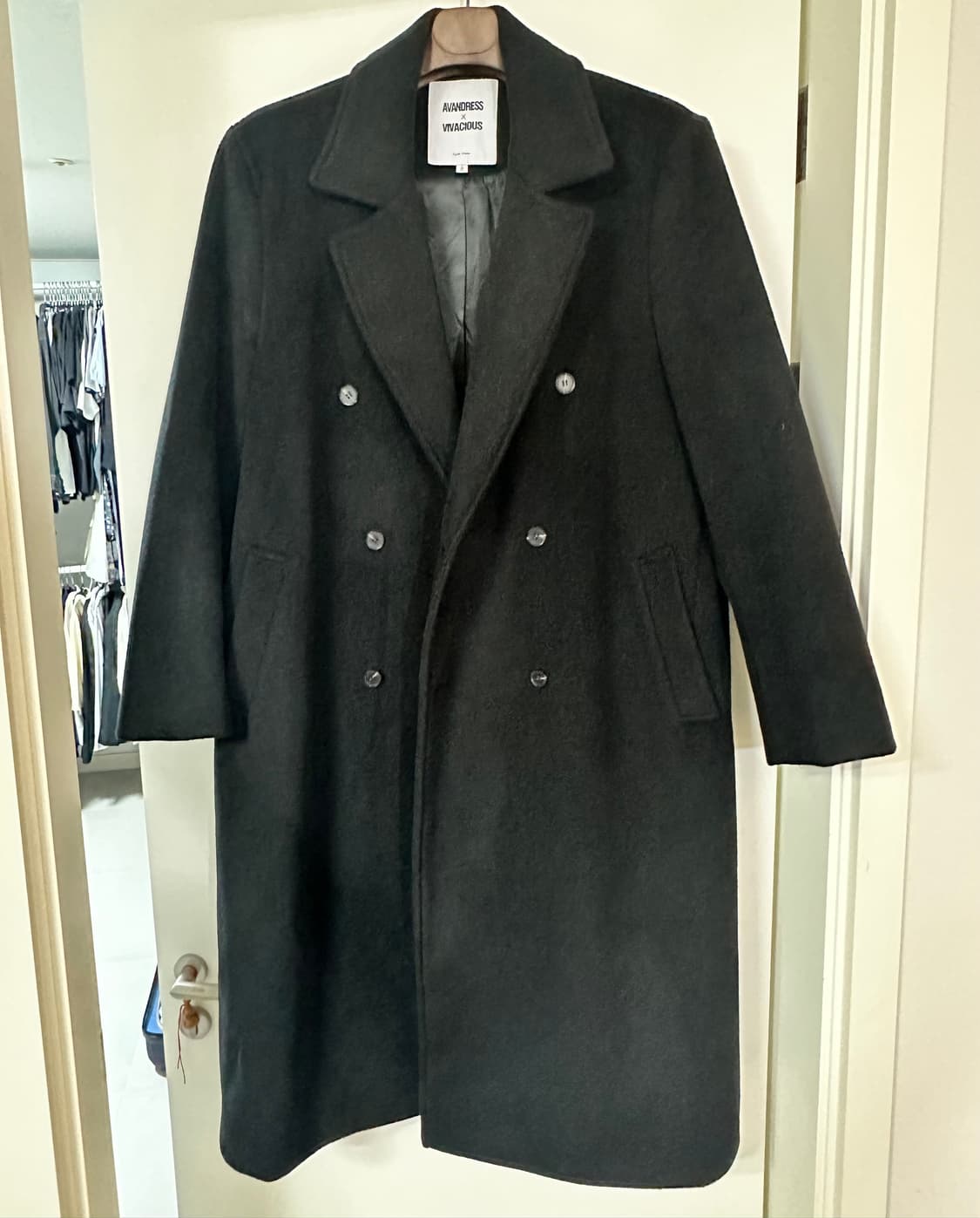 어반드레스 125cm 슈퍼롱 오버핏 더블코트 블랙 L 상품이미지1