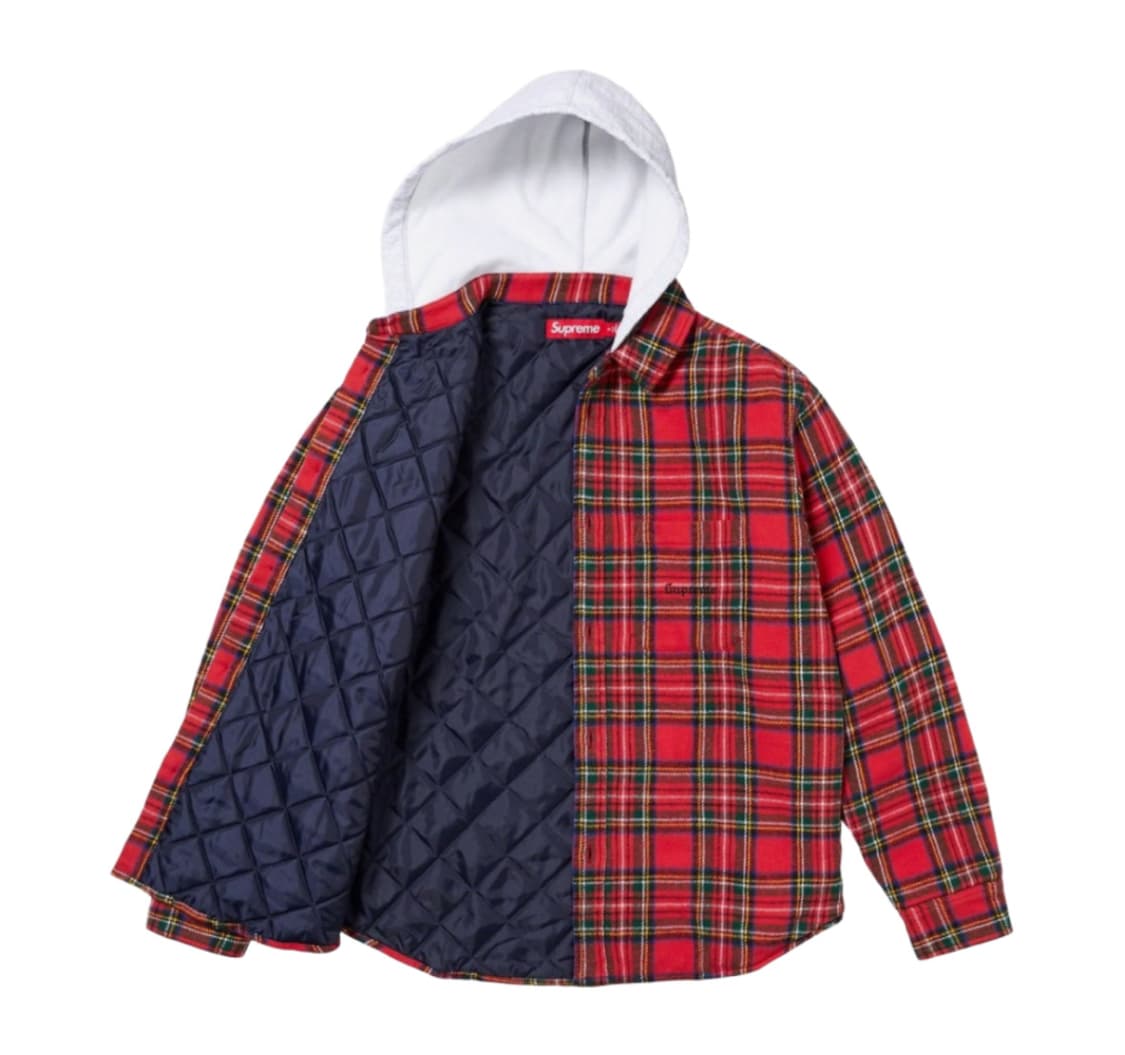 (L)슈프림 23FW 타탄 플란넬 후드 자켓 상품이미지1