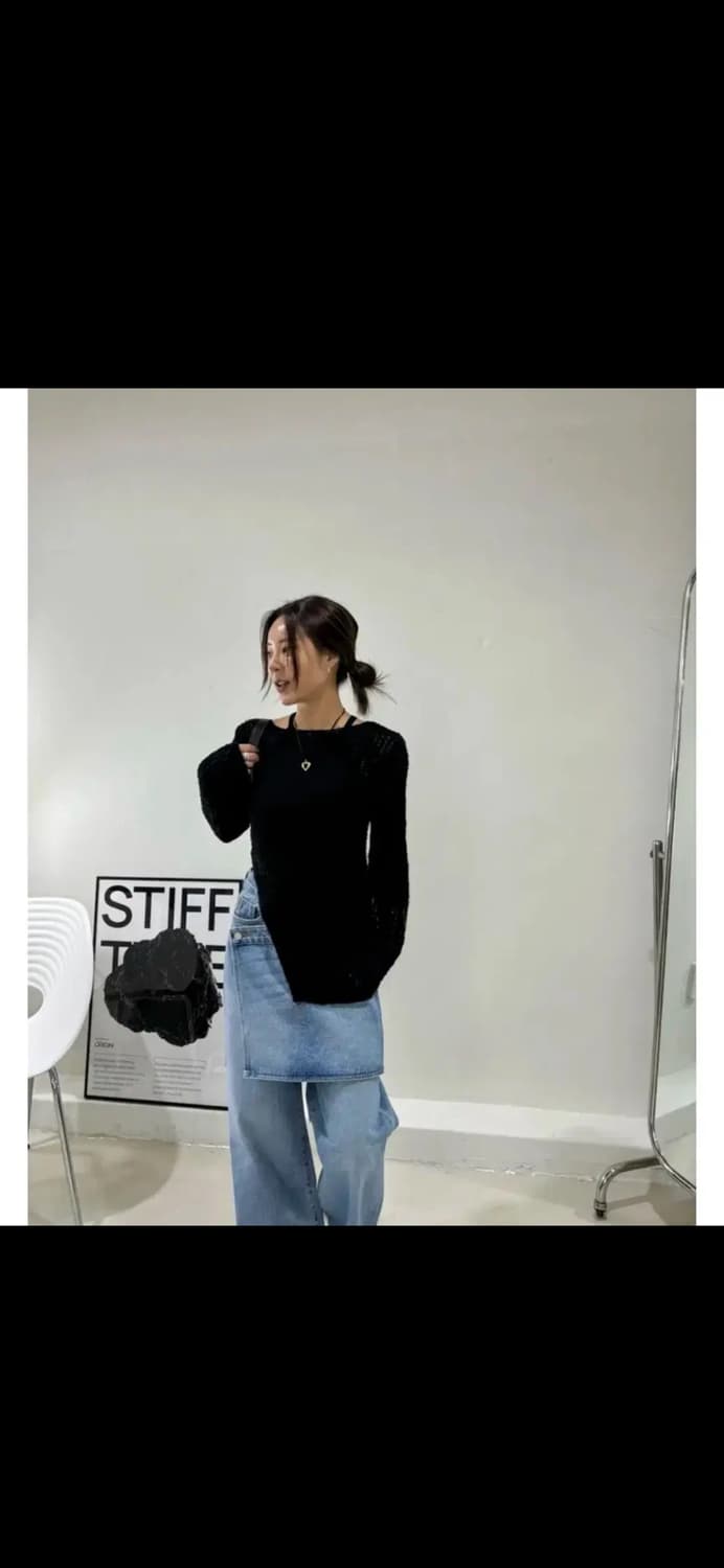 언발 시스루 트임 니트 상품이미지2