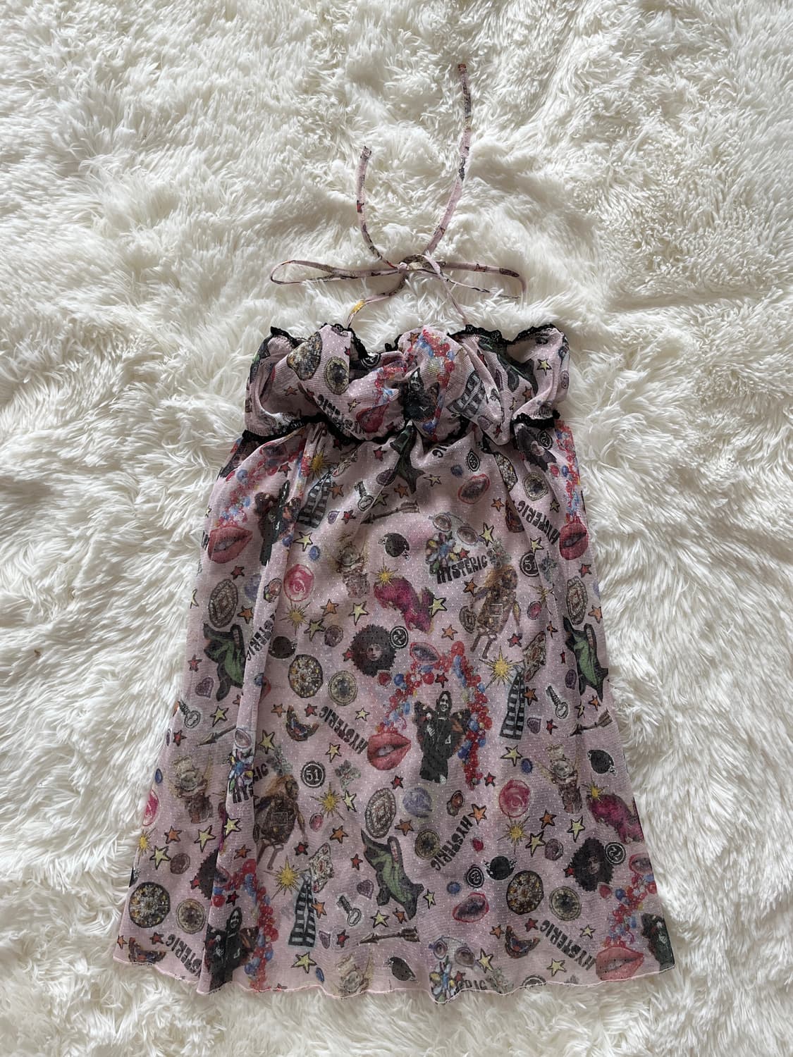 히스테릭 글래머 마법소녀 올오버 그래픽 도트 레이스 캐미솔 슬립 원피스 상품이미지1