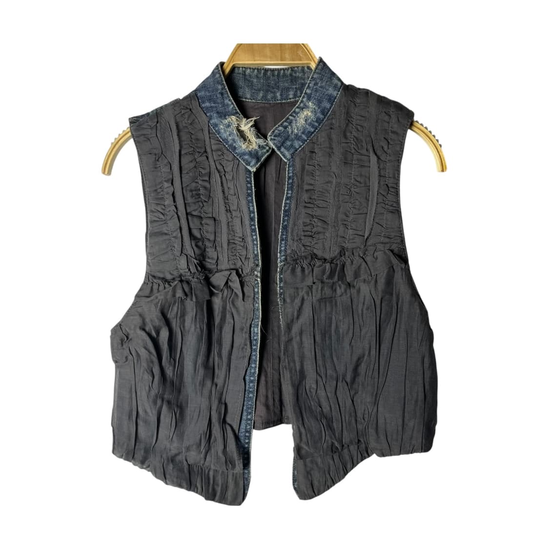 [JPN] 빈티지 오리엔탈 셔링 플리츠 데님베스트 상품이미지1