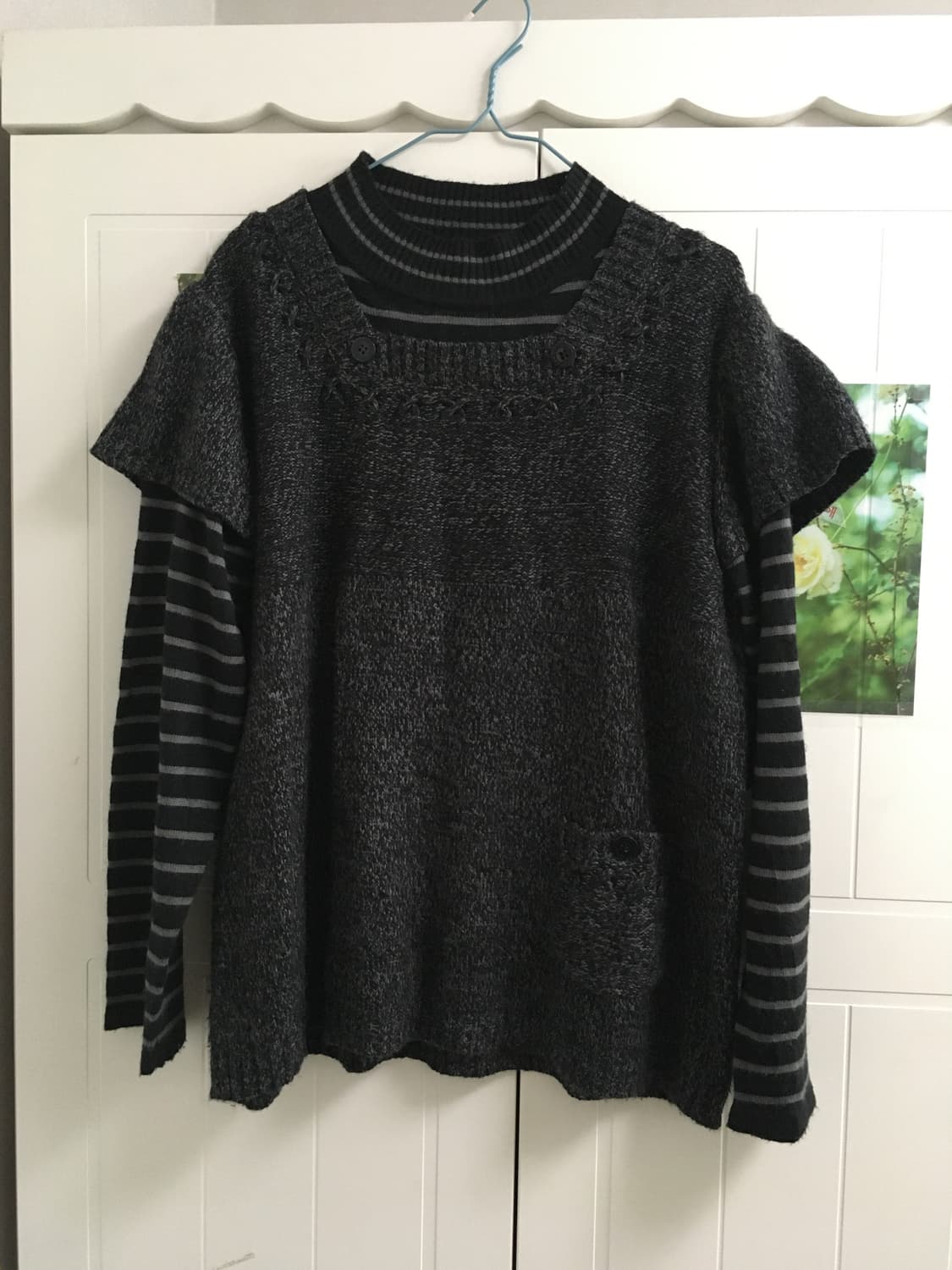 일본빈티지 모리걸 하구미 레이어드 니트 줄무늬 너드 상품이미지1