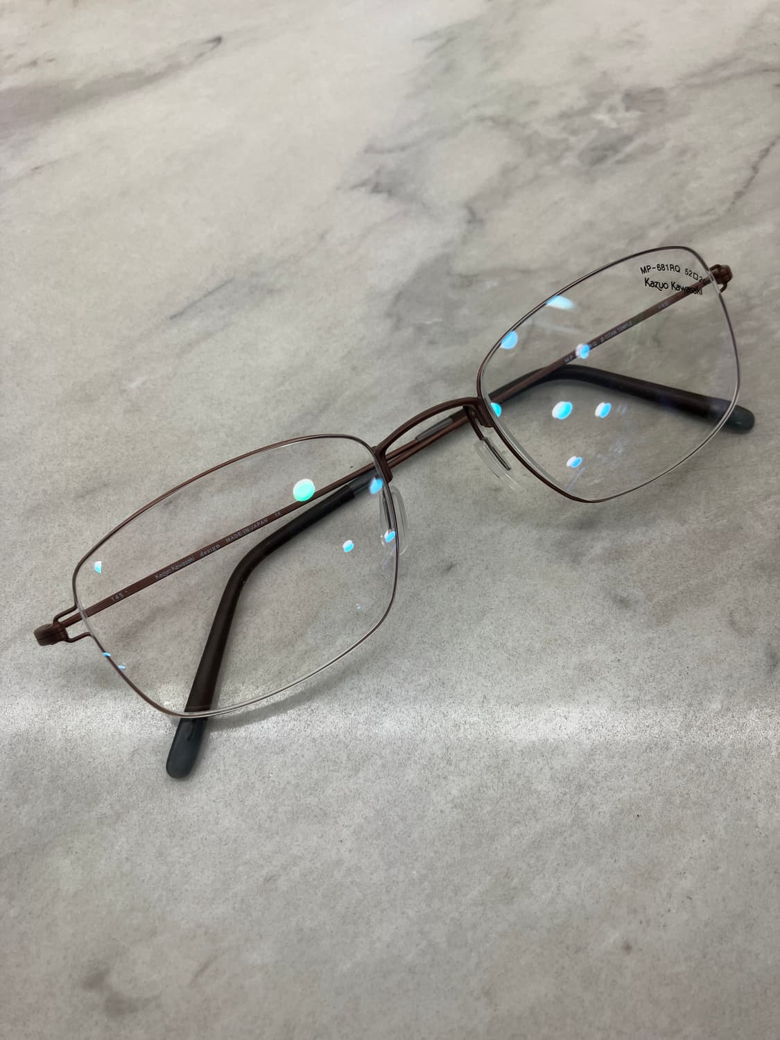 B47 카즈오 카와사키 매트 브라운 역산각 메탈테 안경 상품이미지1