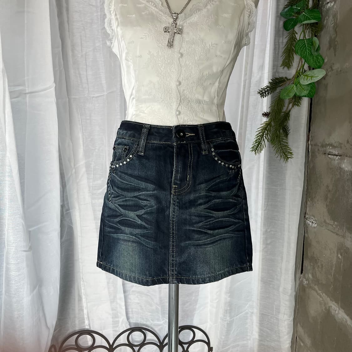 y2k 펑크 큐빅 청치마  상품이미지1