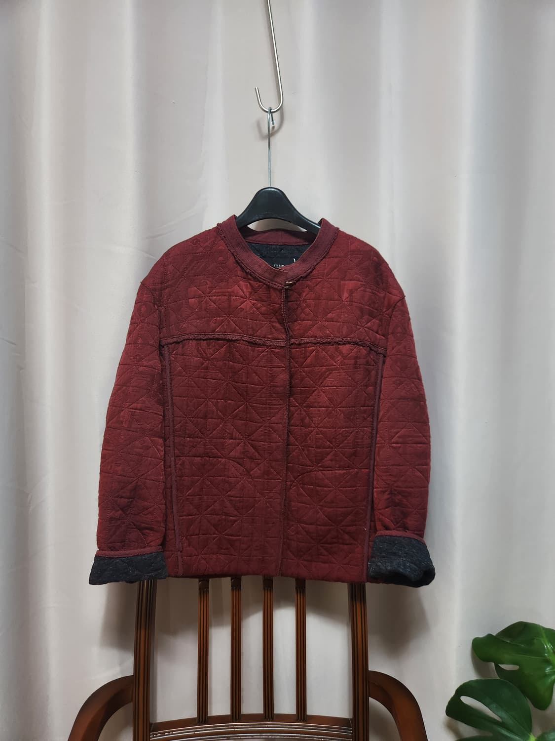 시스템 퀼팅 패턴 자켓 와인 상품이미지2