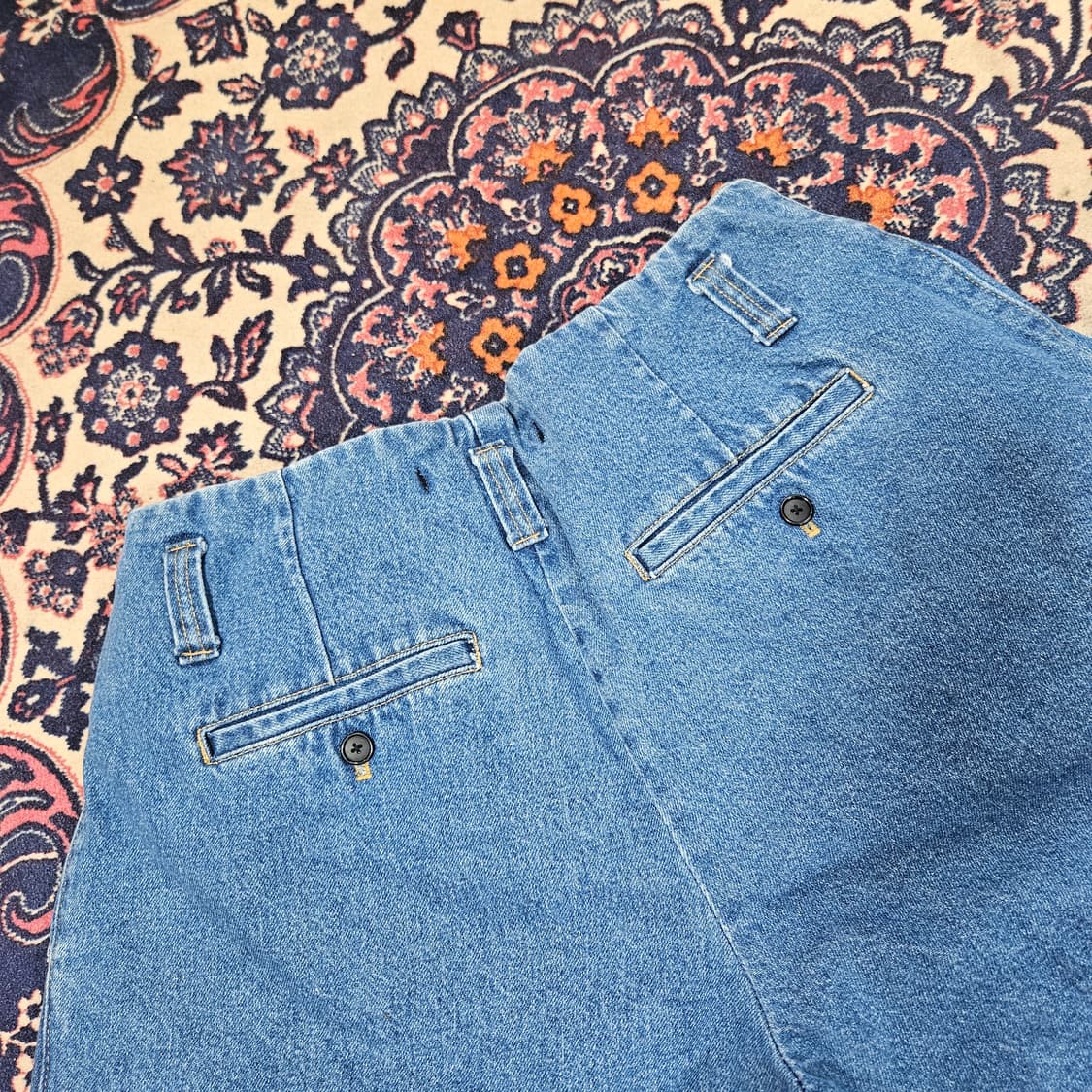 (미사용) JE MOUCHE 핀턱 데님 와이드 반바지 팬츠 L 상품이미지4