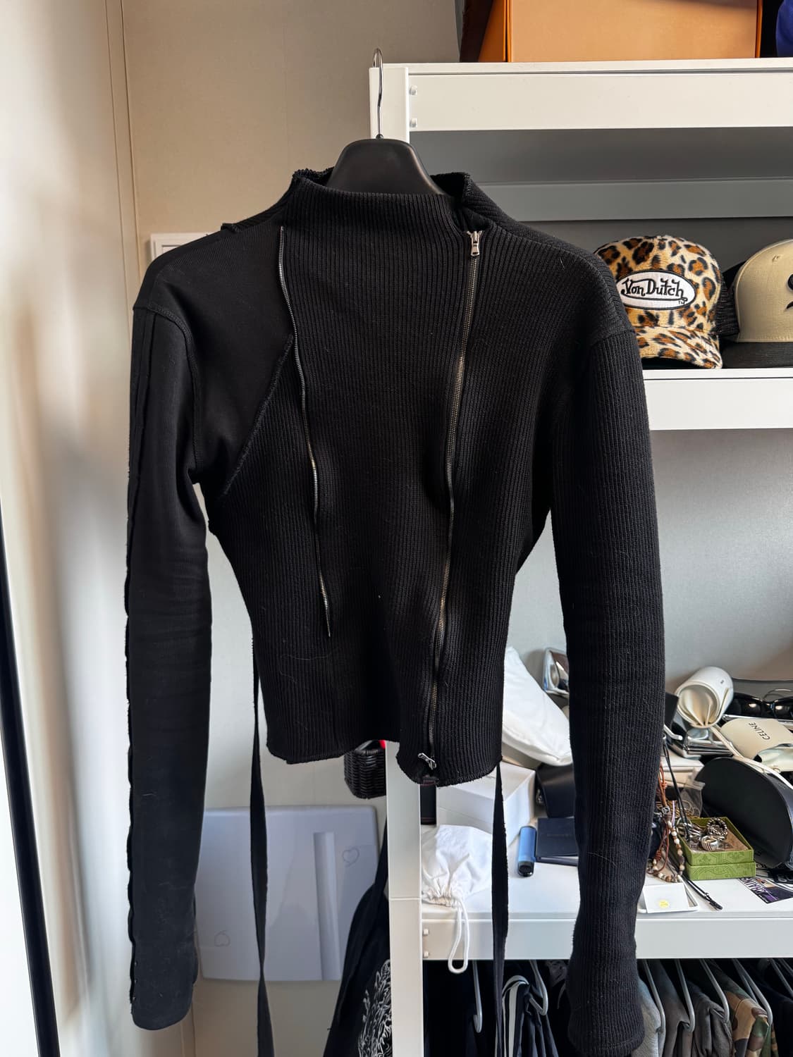 ZIP BELT EGG CLUSTER SLEEVE KNIT BLACK 상품이미지4