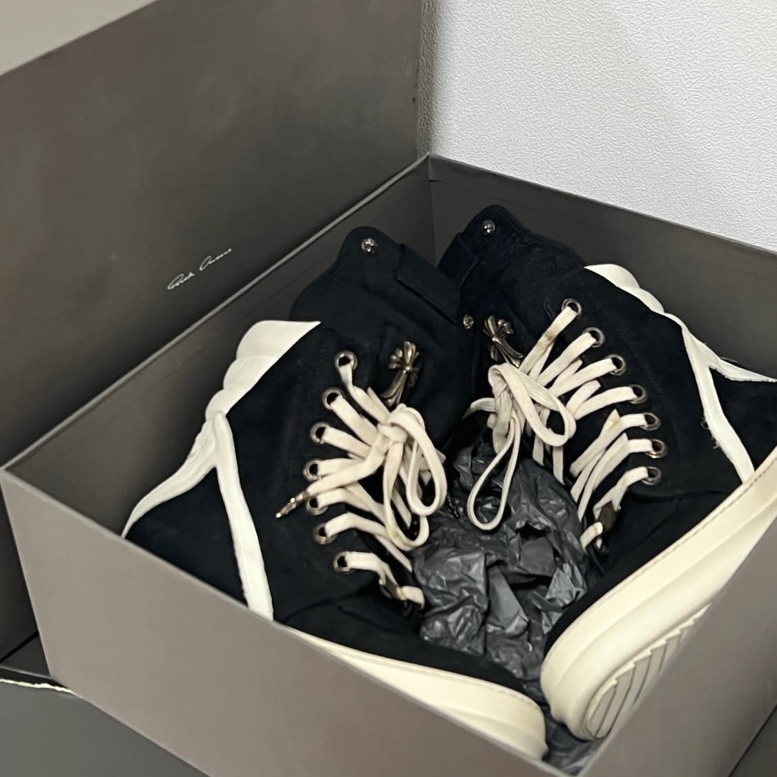 릭오웬스 x 크롬하츠 14FW 지오바스켓 모노크롬 스웨이드 상품이미지6