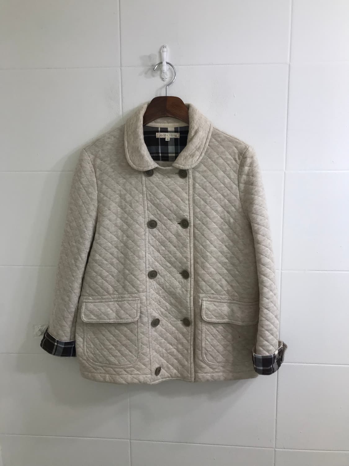 베이지 브라운 퀄팅 니혼진 도트 모리걸 사와코 코디세트 상품이미지4