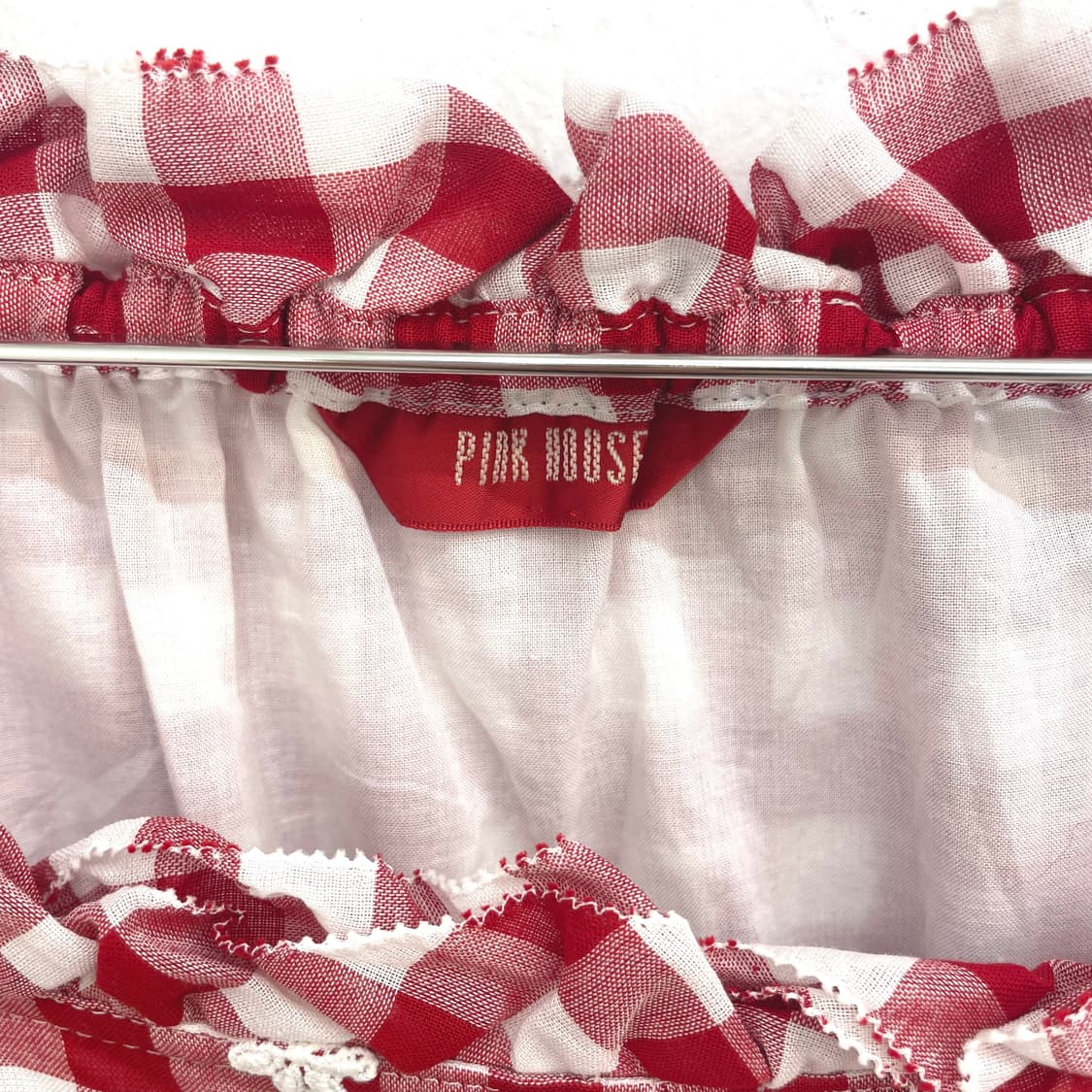 Pink House red gingham lace-up blouse 상품이미지3