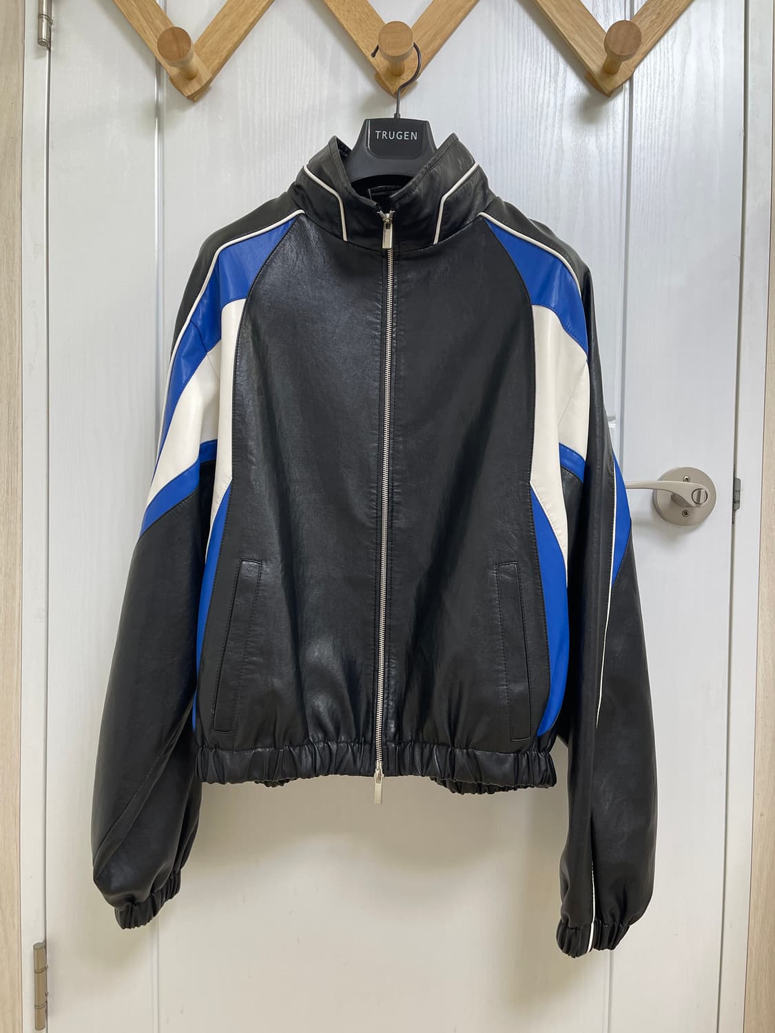 시스템옴므 가죽자켓 레더 컬러 라인 바이커 점퍼 (시옴) 상품이미지4