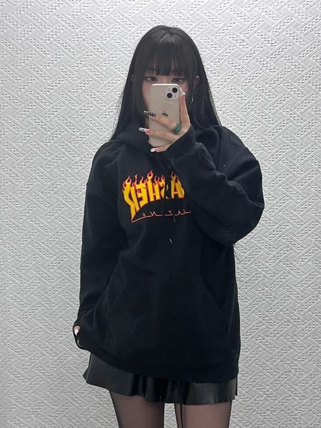 트레셔 올드스쿨 스트릿 펑크 불꽃로고 후드티 L C10095 상품이미지1