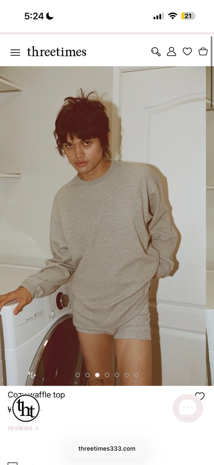 쓰리타임즈 코지 와플 티 그레이 s 상품이미지3