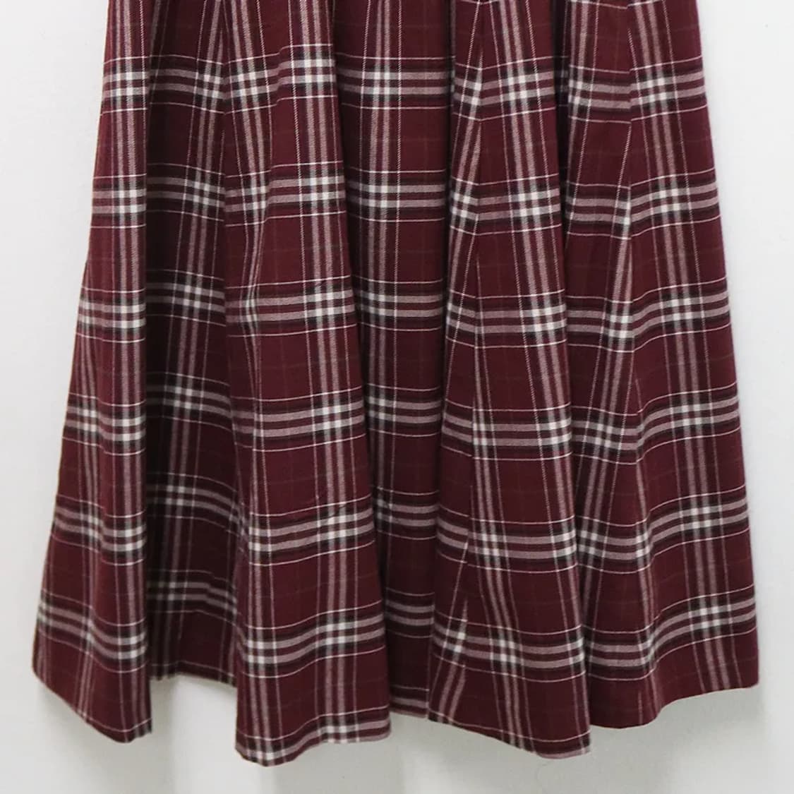 코르자 버건디 체크 롱 치마 61166 상품이미지6