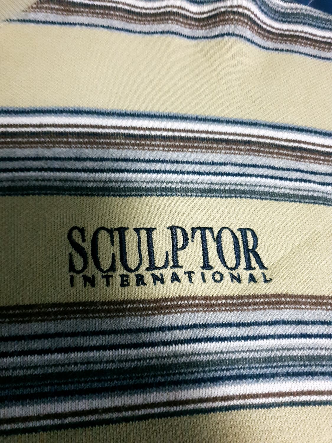 (24s) 스컬프터 스트라이프 코튼니트 롱슬리브 라이트 카키 (L) 상품이미지2
