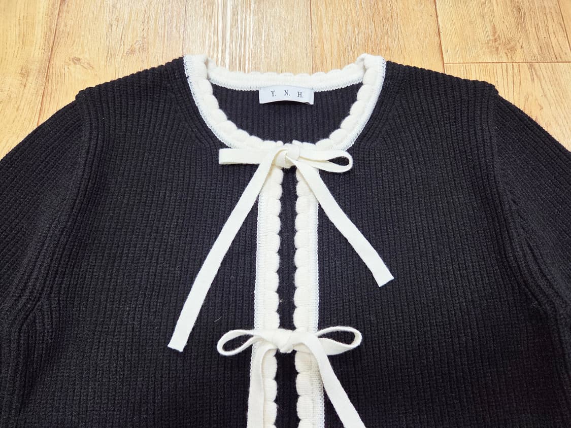 유어네임히얼(Your name here) 배색 리본이 가디건 새상품  상품이미지6