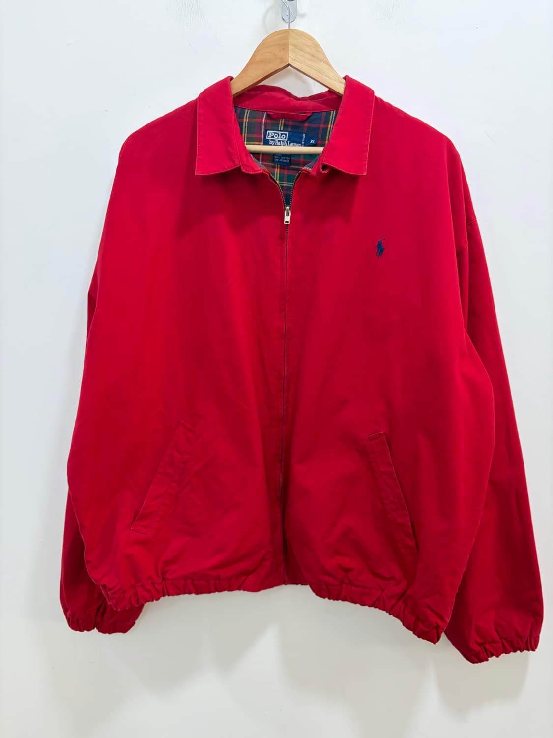 90s 폴로 레드 타탄체크 헤링턴 자켓 스윙톱 상품이미지2
