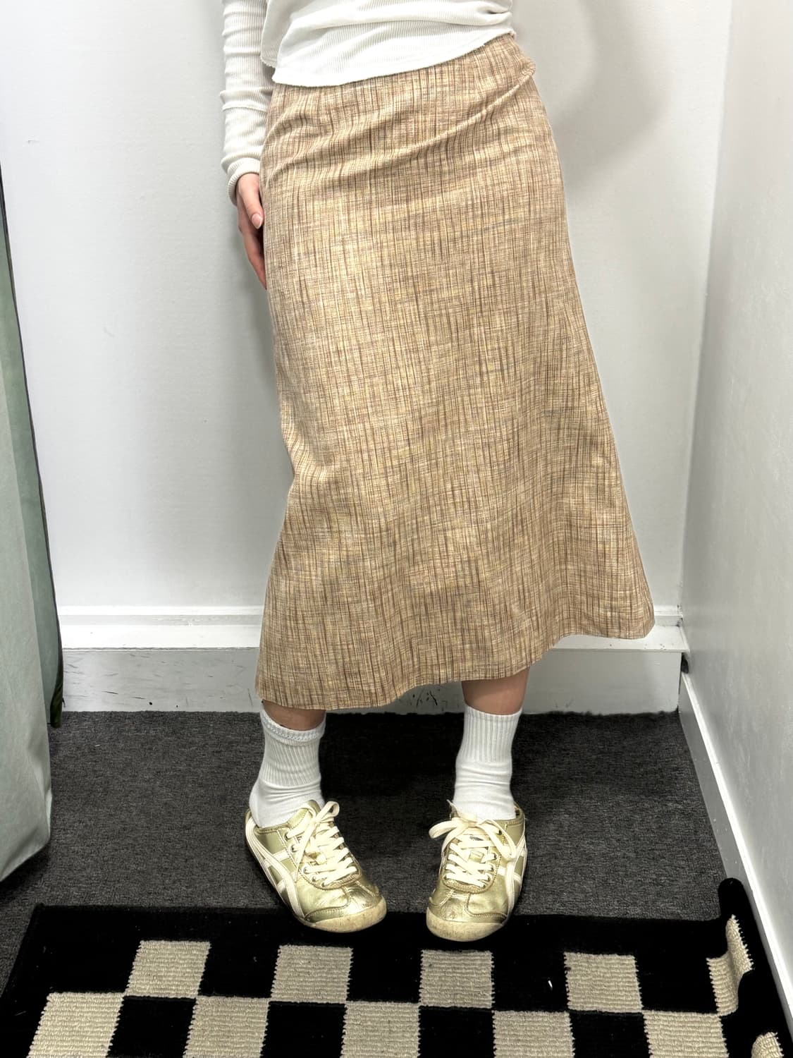 Katharine hamnet 베이지 트위드 롱스커트 상품이미지1