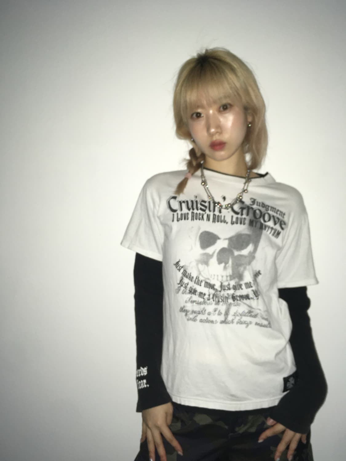 jpn vintage punk skull layered long slee 상품이미지1