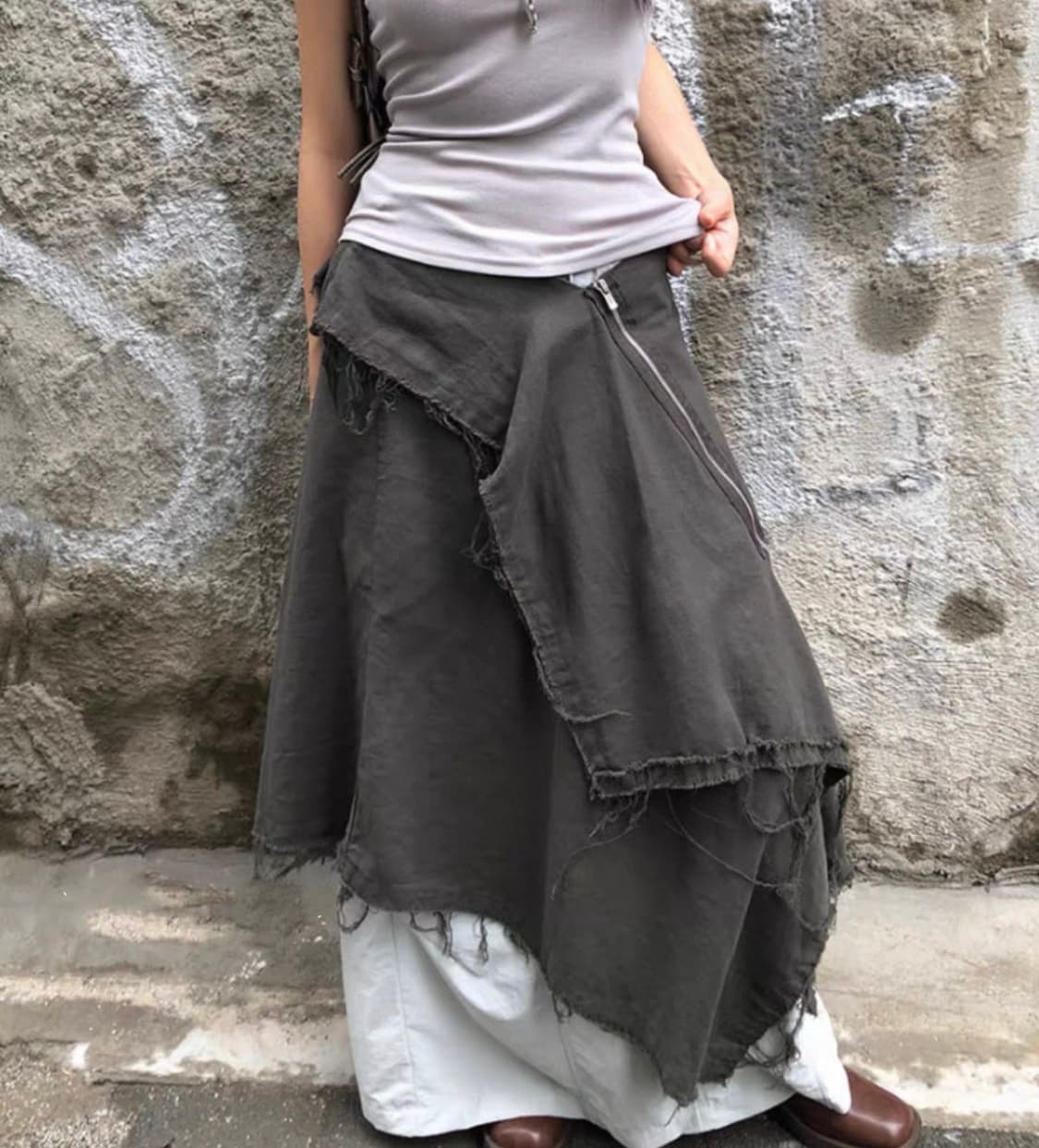 그레이 미디스커트 상품이미지1