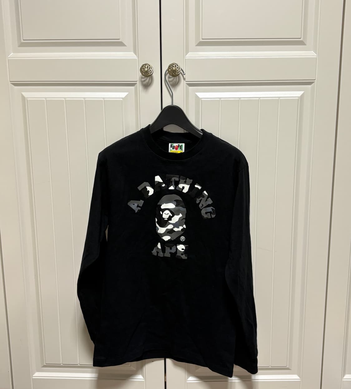 베이프 시티 카모 컬리지 롱슬리브 티셔츠 블랙 상품이미지1